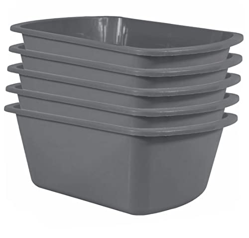 Vakly Rectangular Plastic Wash Basins 5 Pack Small 7 Quart Graduated Bucket Portable Washbasin for Washing Cleaning Foot Bath Dishes Face Cleansing Bowl